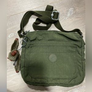 Authentic Kipling Nylon Crossbody Bag in Very Good Condition, Olive Green